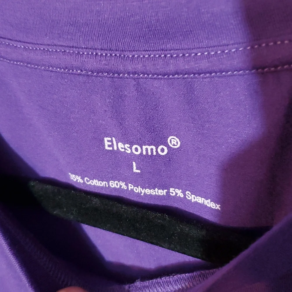 Elesemo Women's Vibrant Purple Short Sleeve Tee Large - Picture 2 of 4